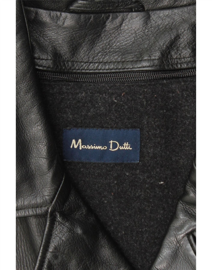 Casaco de couro masculino Massimo Dutti Reino Unido 40 grande preto
