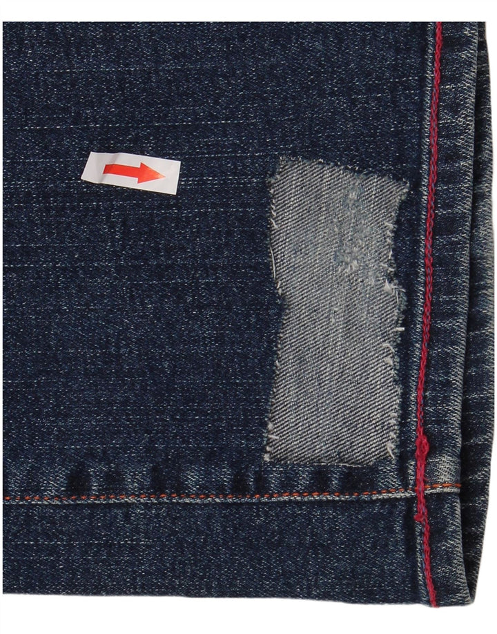 DIESEL Calça jeans reta feminina desgastada W29 L33 algodão azul