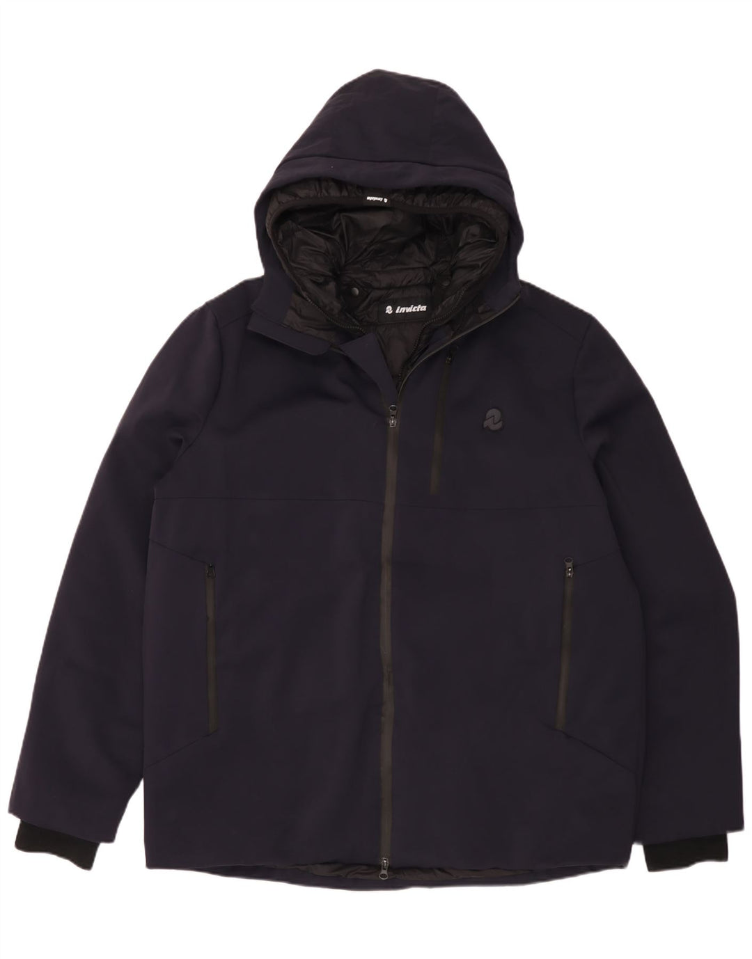 Jaqueta corta-vento masculina Invicta com capuz UK 48 4XL azul marinho poliamida