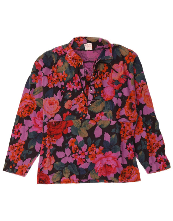 Blusa feminina de manga comprida Belfe UK 16 grande algodão floral multicolorido