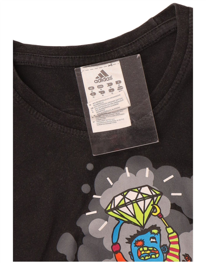 Adidas Mens Graphic T-Shirt Top Médio Algodão Preto