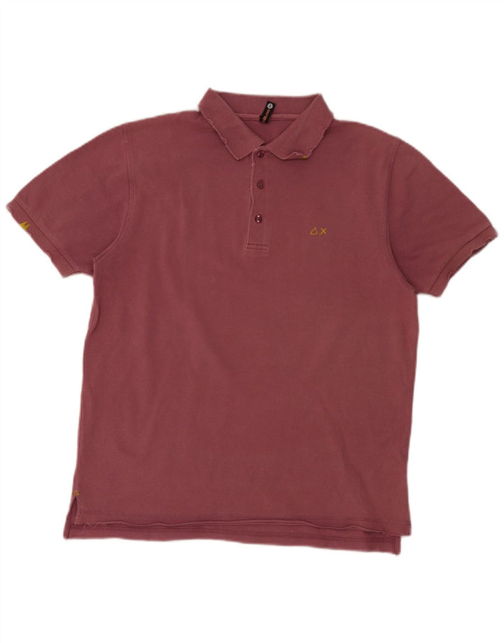 Camisa polo masculina Sun68 pequena de algodão cor de vinho