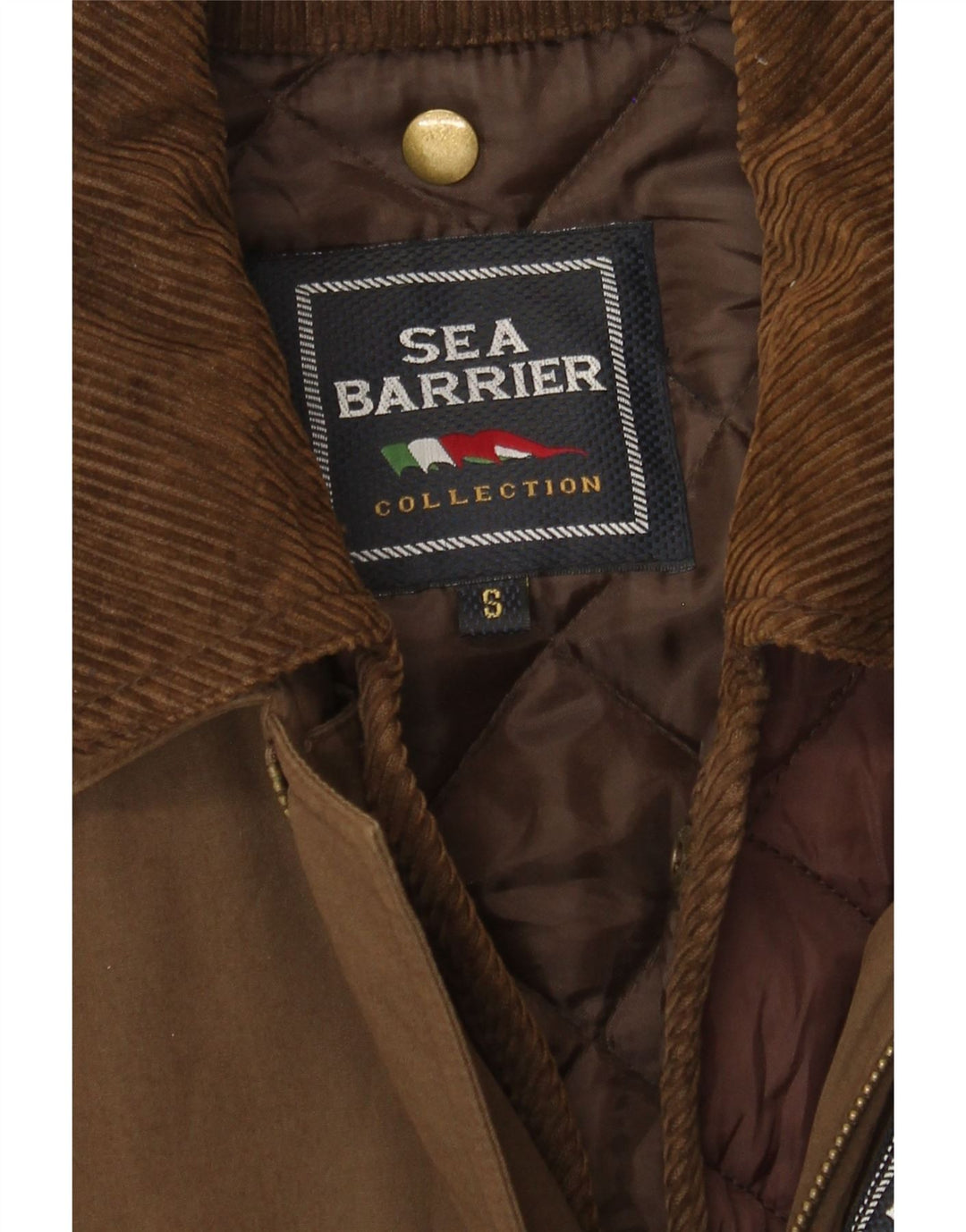 Jaqueta corta-vento masculina Sea Barrier Loose Fit UK 36 pequena marrom