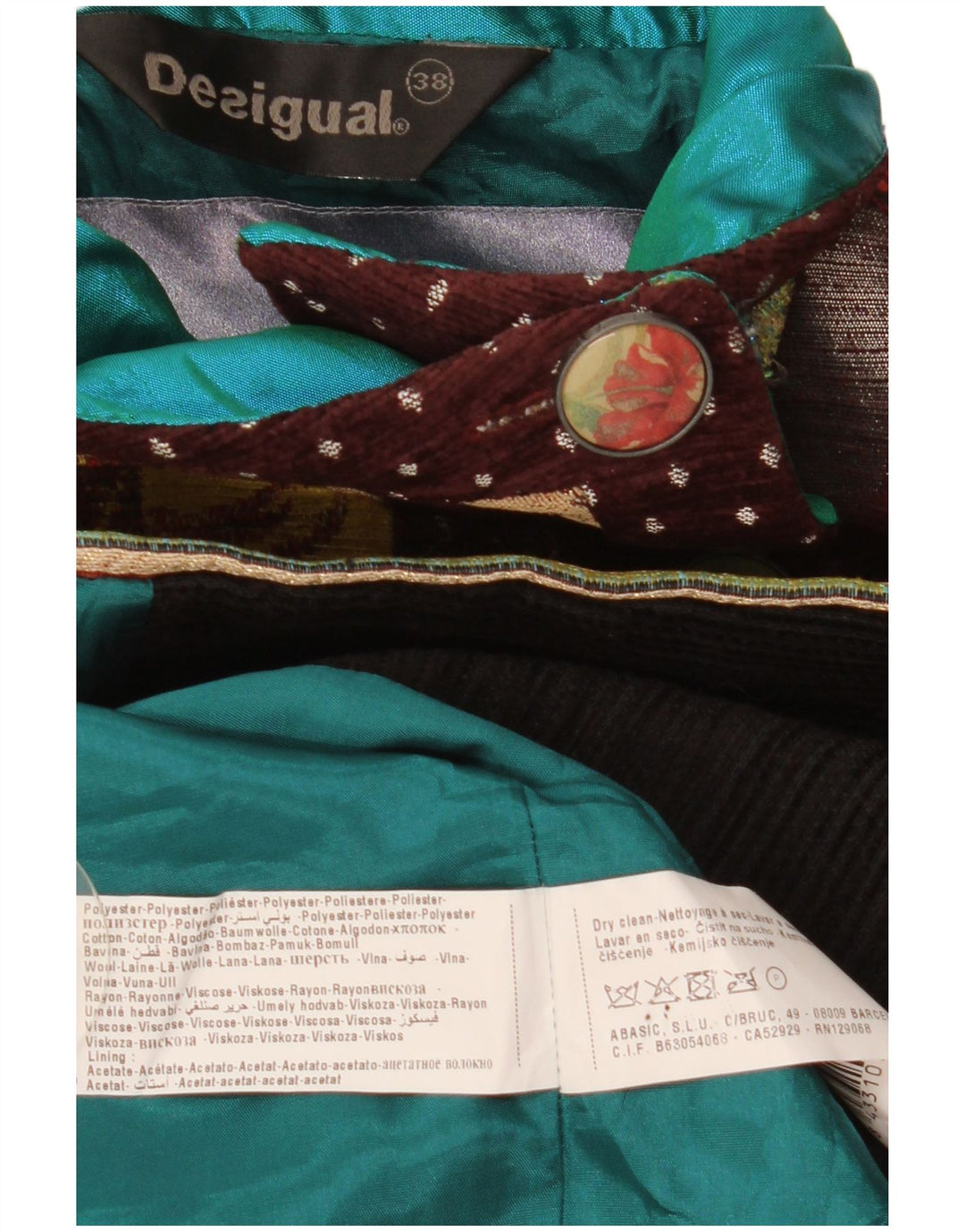 Sobretudo gráfico feminino Desigual EU 38 médio multicolorido floral
