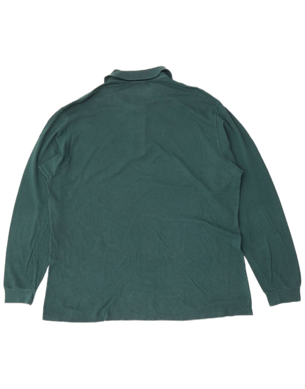 Camisa polo masculina de manga comprida Lacoste tamanho 7 2XL algodão verde