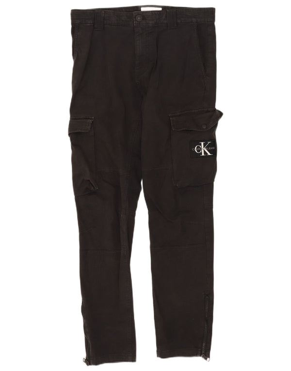 Calça cargo masculina Calvin Klein Graphic Slim W30 L30 algodão preto