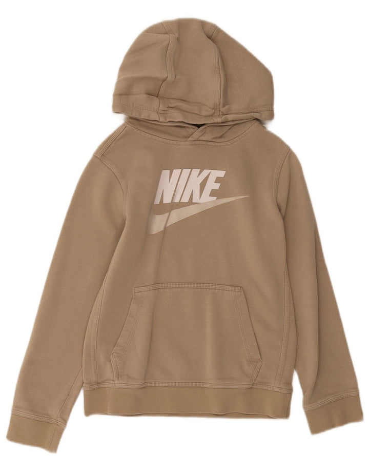 Jumper com capuz gráfico Nike Boys 10-11 anos algodão bege médio