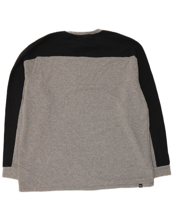 Puma Mens Graphic Moletom Jumper XL Cinza Colorblock Algodão