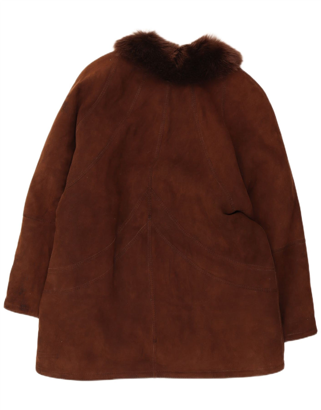 Casaco feminino vintage de shearling UK 14 grande marrom
