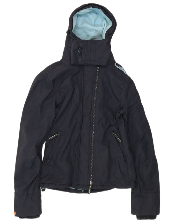 Jaqueta corta-vento feminina Superdry com capuz Reino Unido 14 médio azul marinho nylon