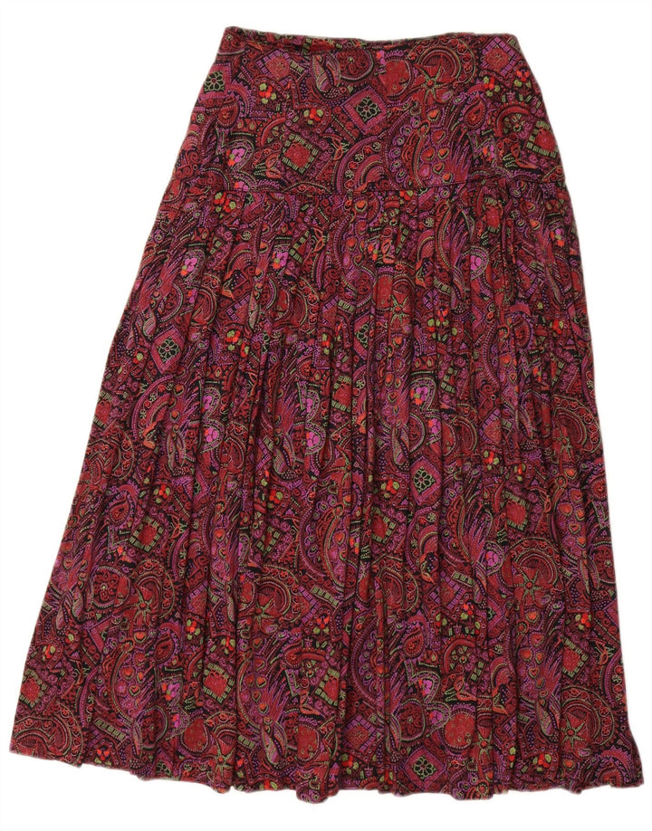 Saia plissada feminina vintage W26 pequena Paisley multicolorida