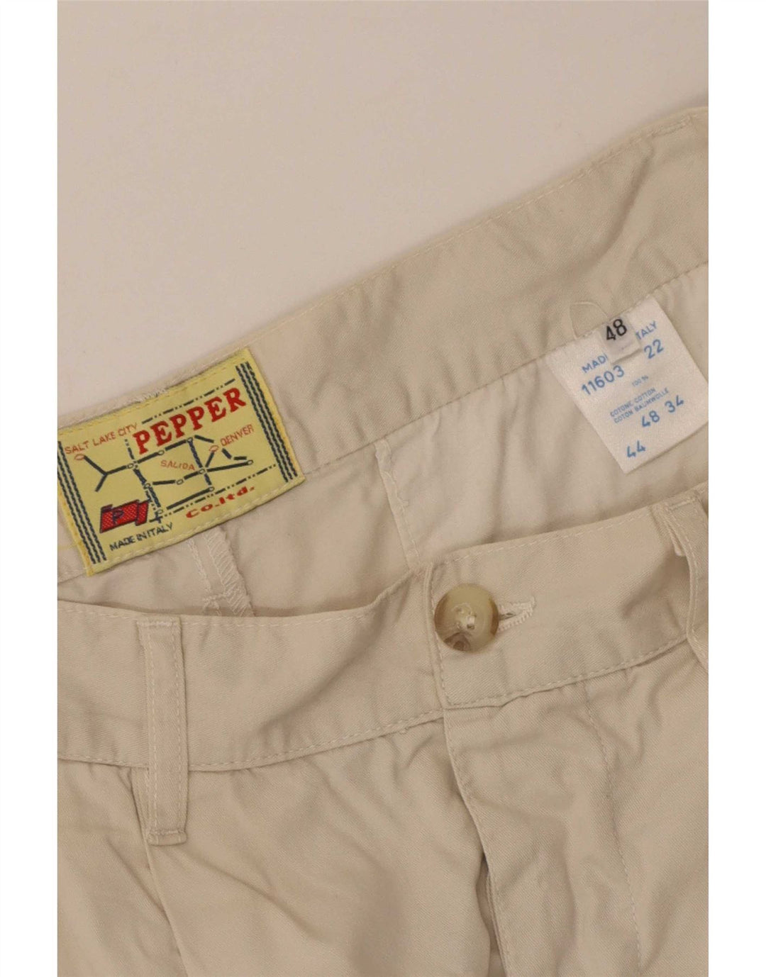 Shorts Chino Masculino Vintage IT 48 Médio W30 Algodão Bege