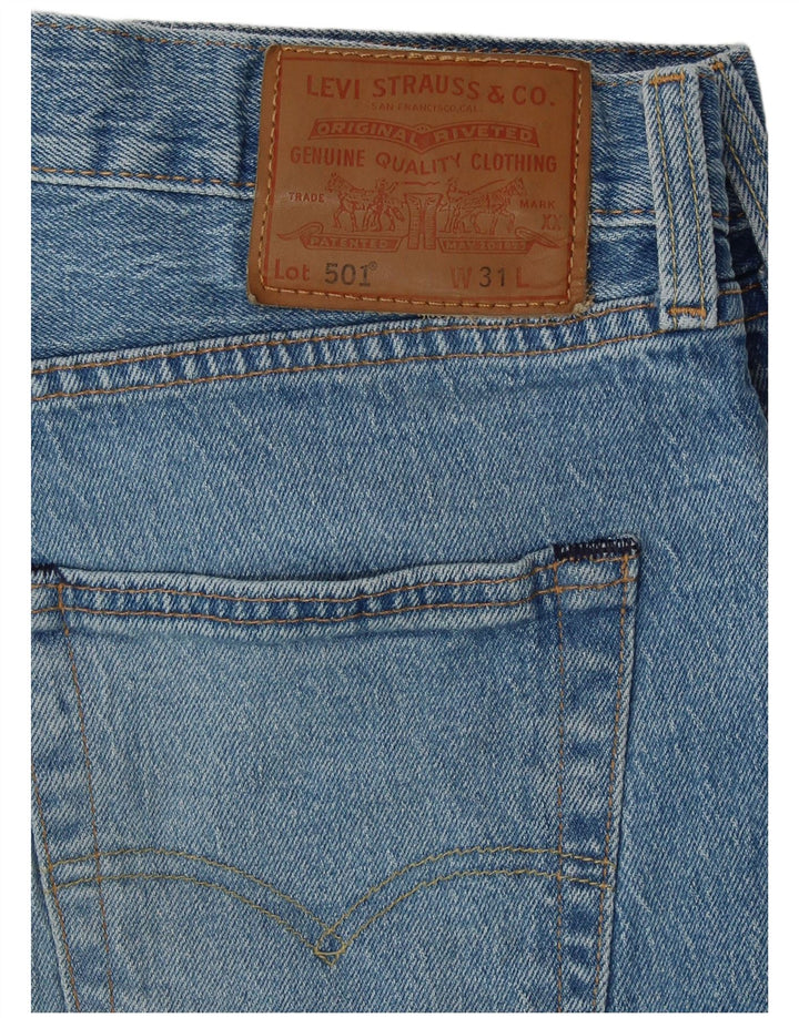 LEVI'S Masculino 501 Shorts jeans desgastados W31 algodão azul médio