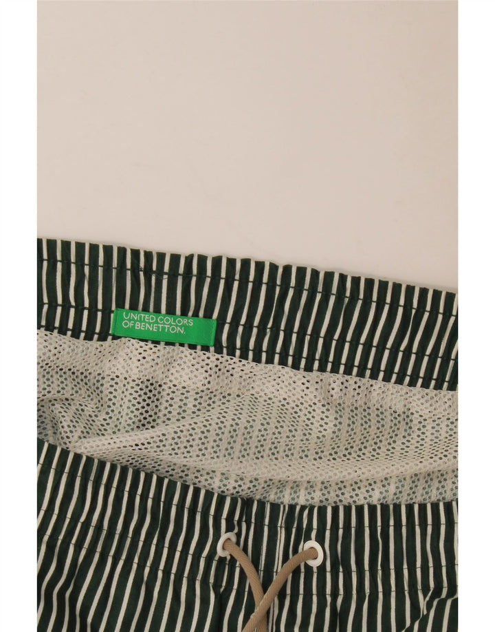 Benetton Calção de banho masculino grande listrado verde