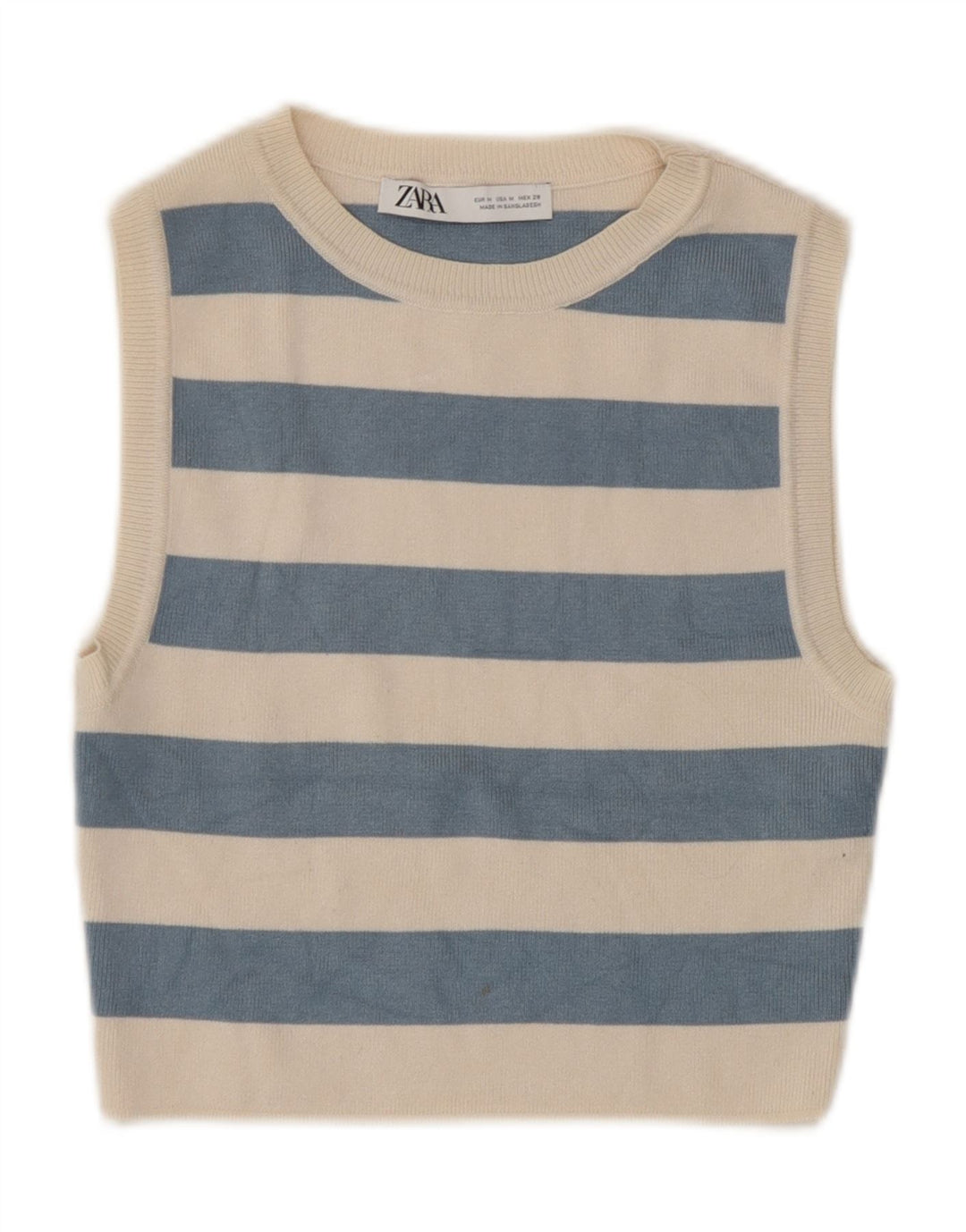 Zara Womens Crop Top UK 12 Viscose listrada bege médio