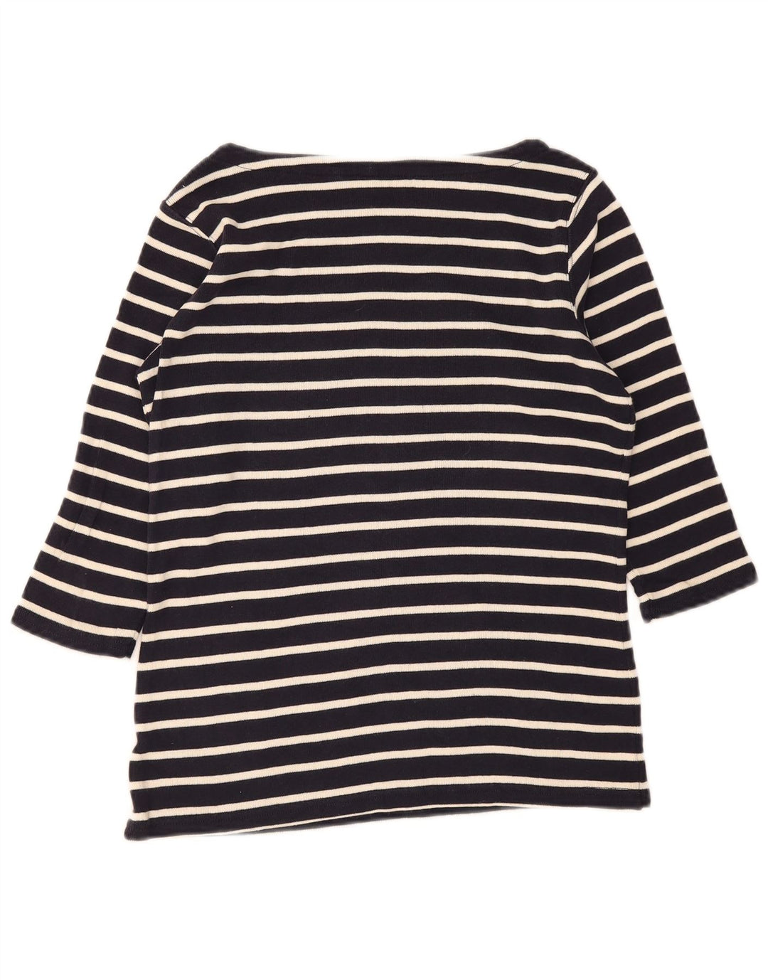 L.L.Bean Top feminino manga 3/4 Reino Unido 14 médio listrado azul marinho