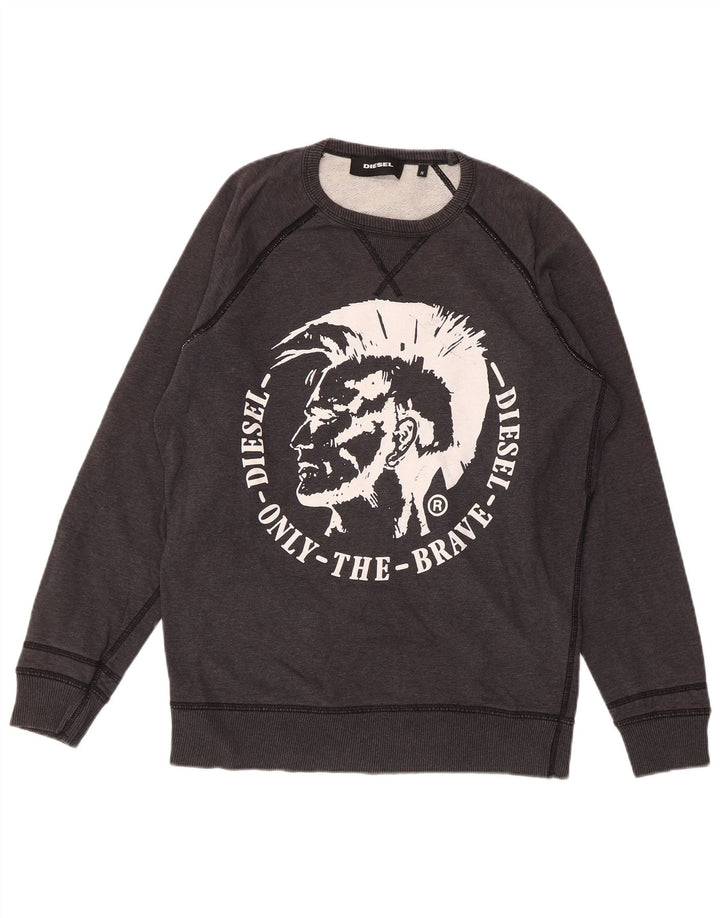 DIESEL moletom gráfico masculino jumper pequeno algodão cinza