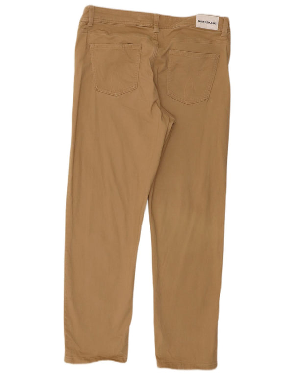 Calvin Klein Calça feminina casual justa US 10 grande W32 L26 algodão bege