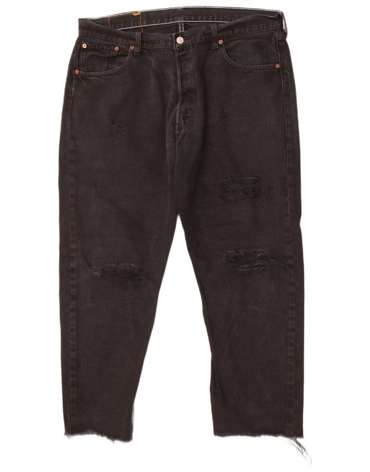 Calça jeans masculina Levi's 501 Distressed Straight W36 L26 preta