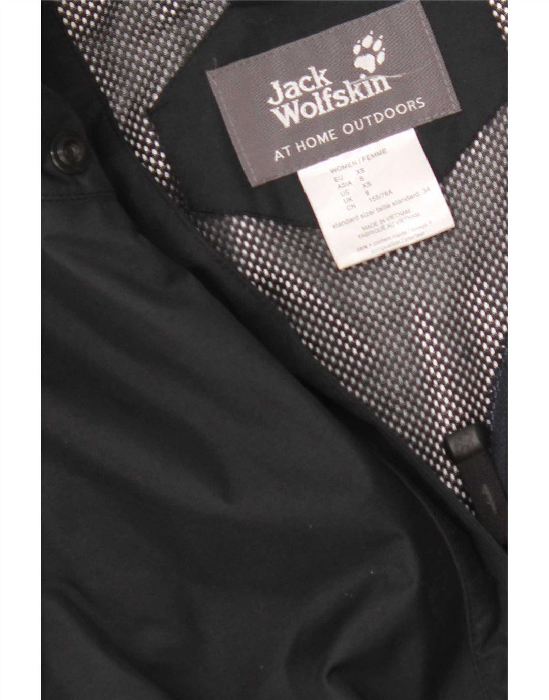 Jaqueta de chuva feminina Jack Wolfskin Reino Unido 8 pequeno bloco colorido preto