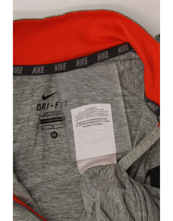 NIKE Womens Dri Fit Pullover Treino Top UK 12 Medium Grey Flecked