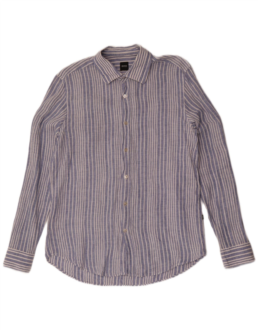 Camisa masculina Hugo Boss grande linho listrado azul
