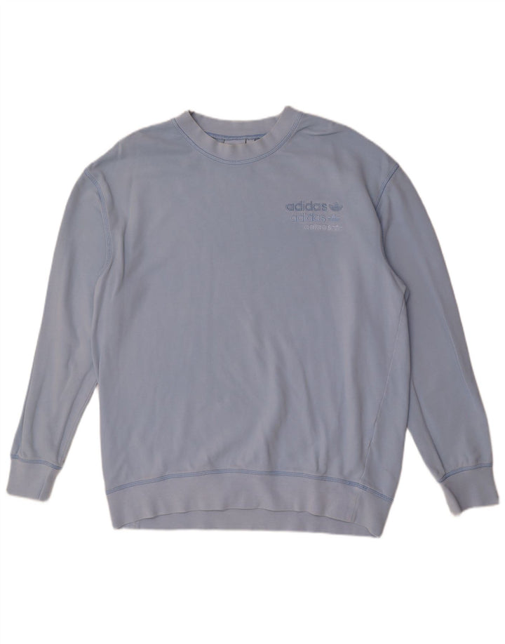 Adidas Mens Moletom Jumper Grande Algodão Azul