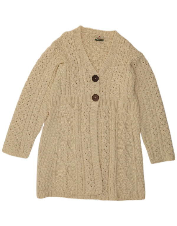 Suéter cardigã feminino Carraig Donn Longline UK 18 XL branco