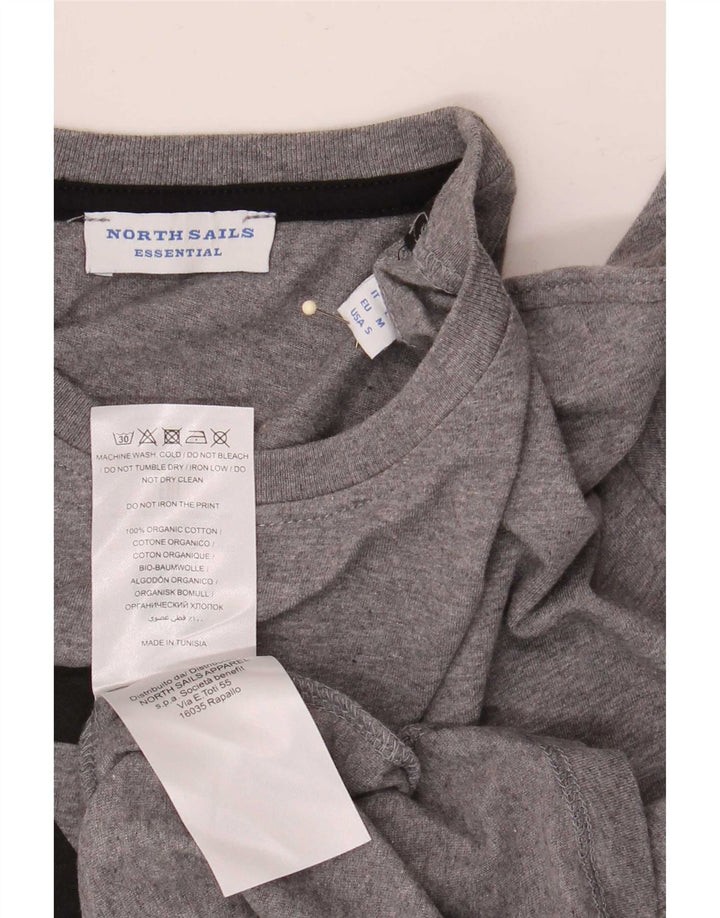 Top gráfico masculino North Sails manga comprida algodão manchado cinza pequeno