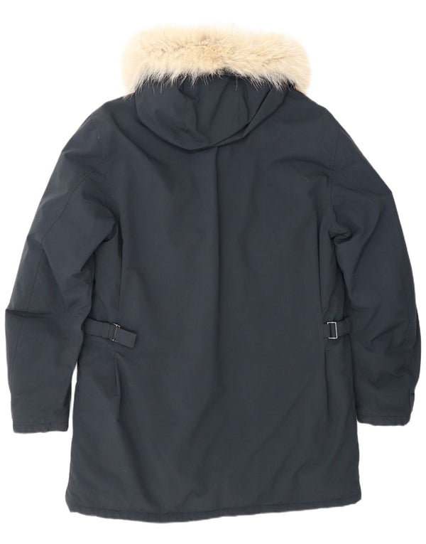 Jaqueta Parka masculina Belstaff com capuz UK 40 grande nylon azul marinho