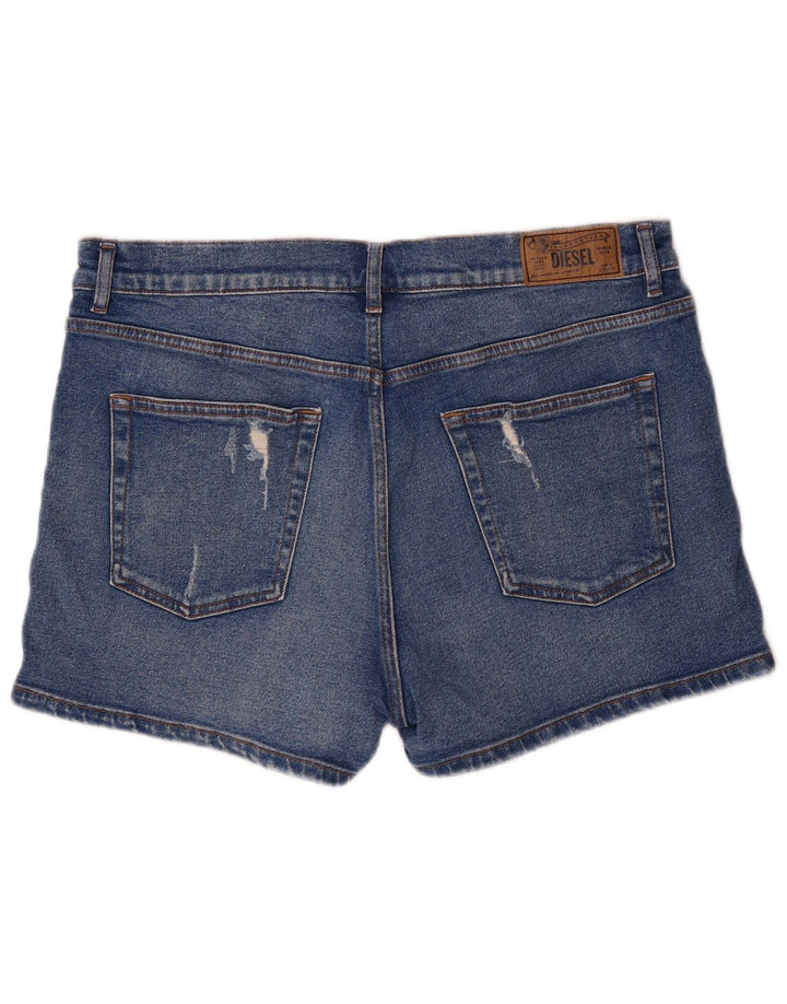 Shorts jeans feminino DIESEL desgastado W31 algodão azul médio