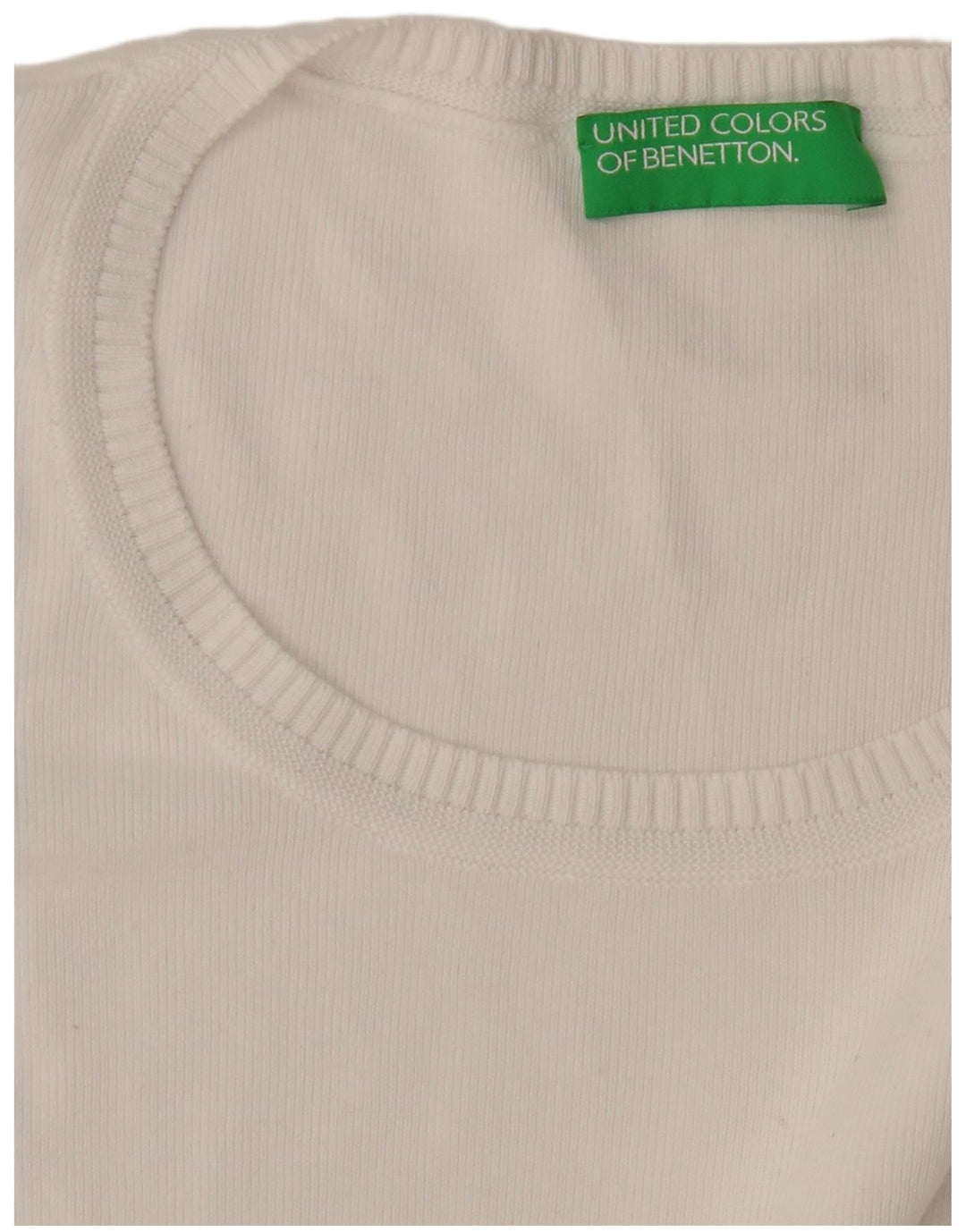 Suéter feminino Benetton com gola canoa UK 14 médio branco