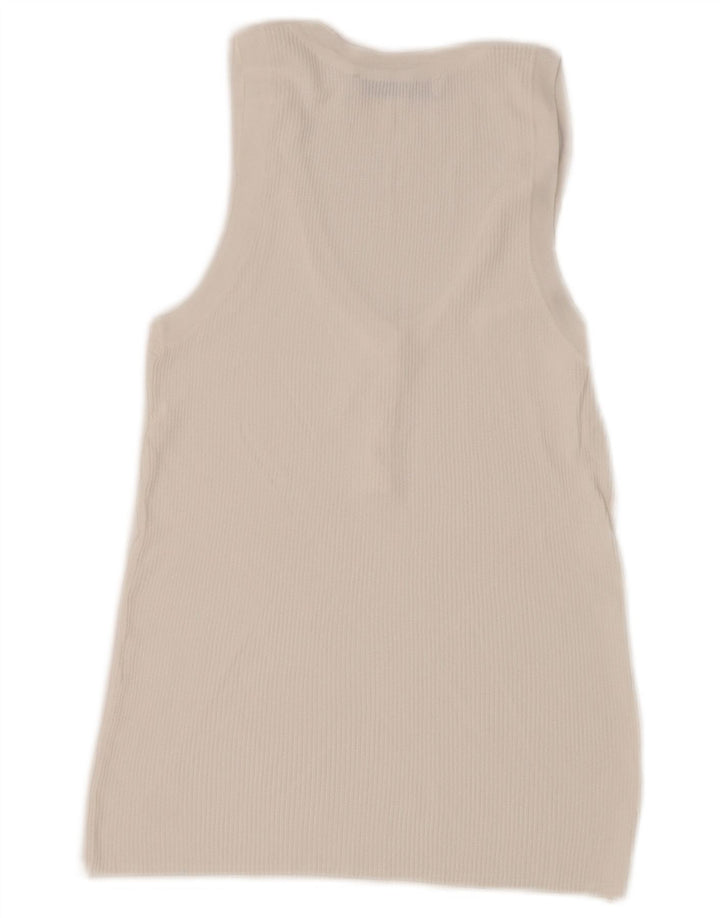 Blusa feminina sem mangas Zara Top UK 14 grande branco
