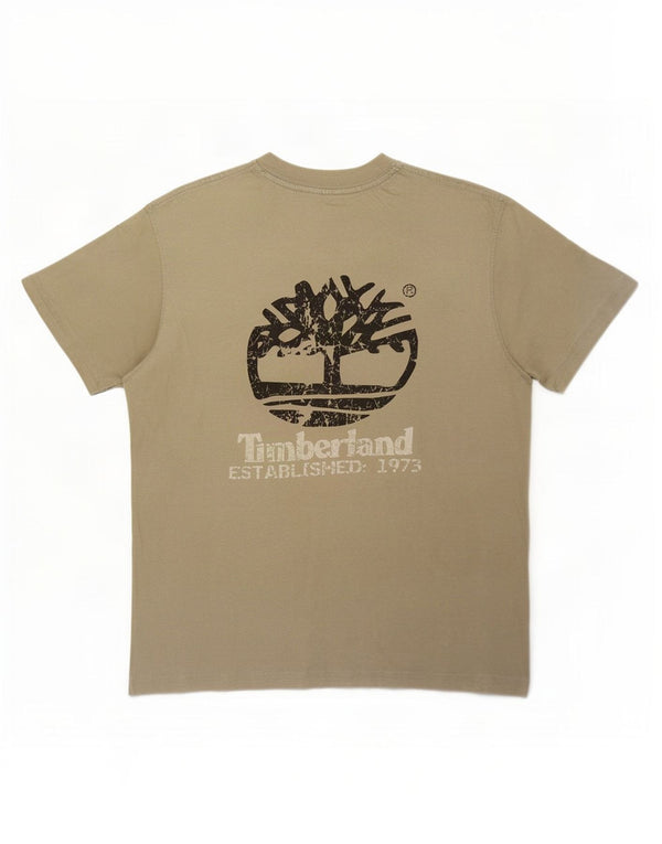 Timberland Camiseta masculina gráfica top pequeno algodão cáqui