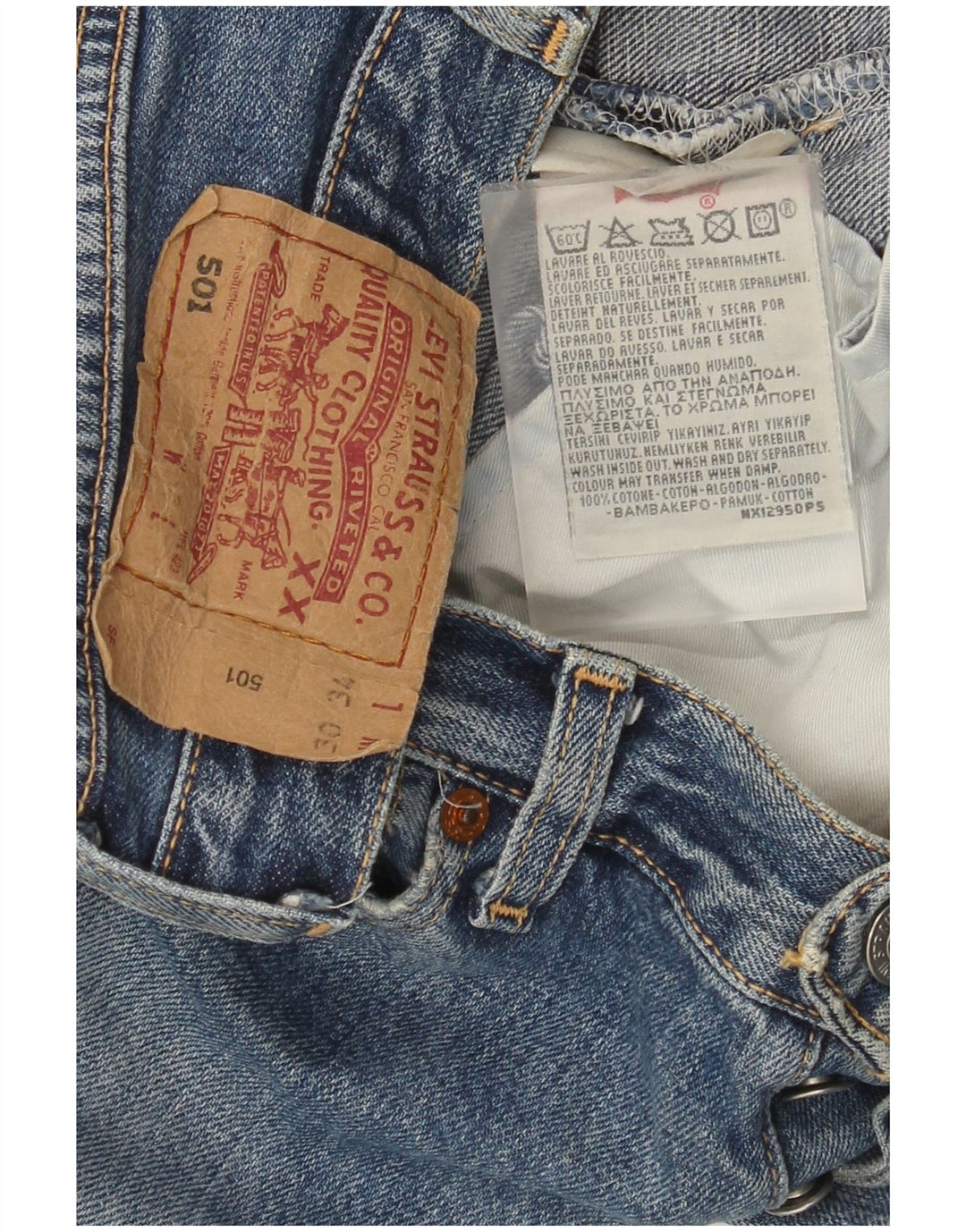 Calça jeans feminina Levi's 501 Straight W30 L30 azul algodão