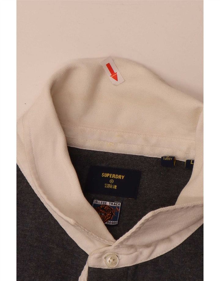 Suéter masculino Superdry com gola polo grande algodão cinza