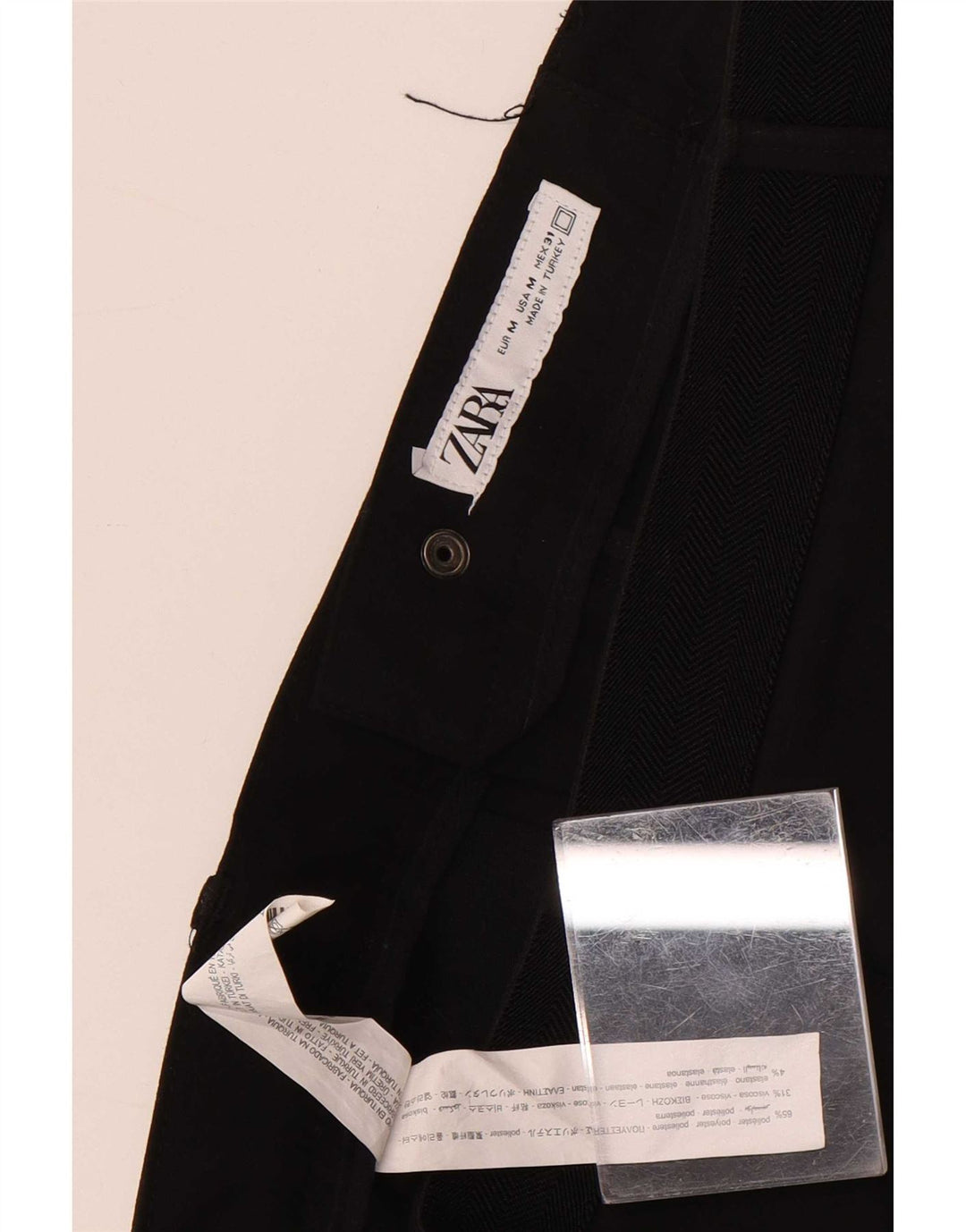 Calça masculina Zara Slim Suit médio W31 L29 poliéster preto
