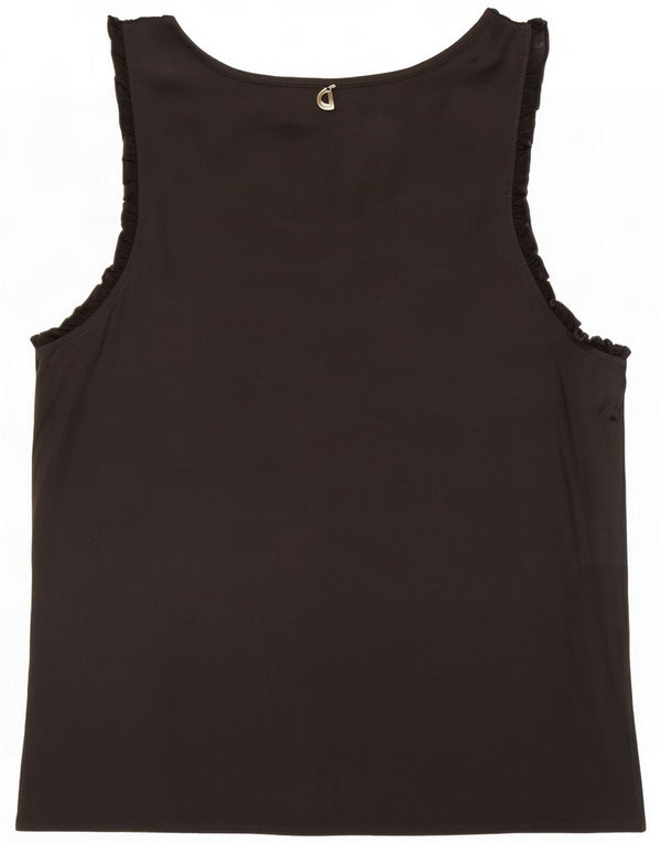 Blusa feminina sem mangas vintage UK 12 viscose preta média