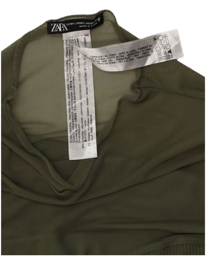 Body feminino de manga comprida ZARA UK 14 poliéster verde médio