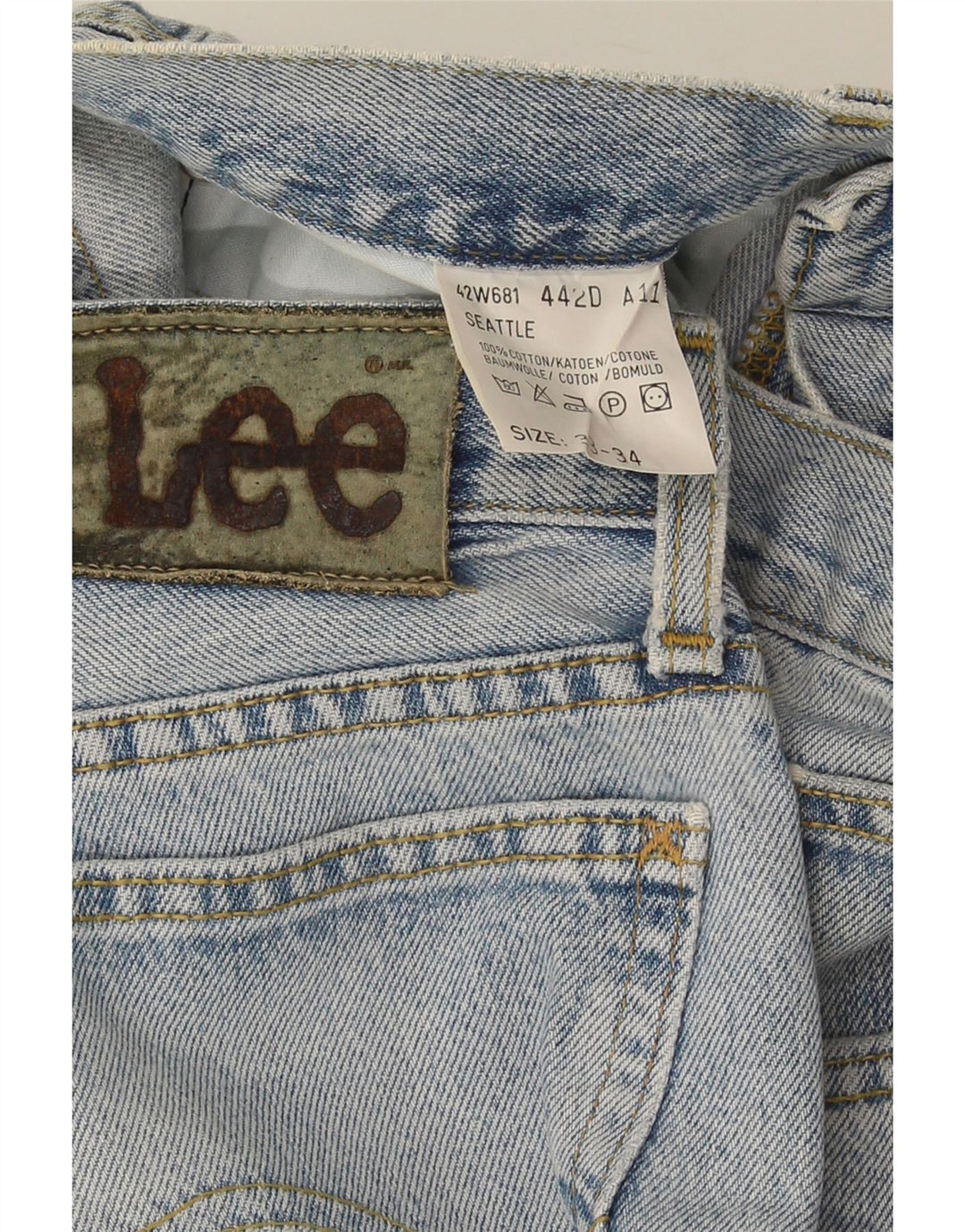 Lee Mens Straight Jeans W33 L34 Azul Algodão