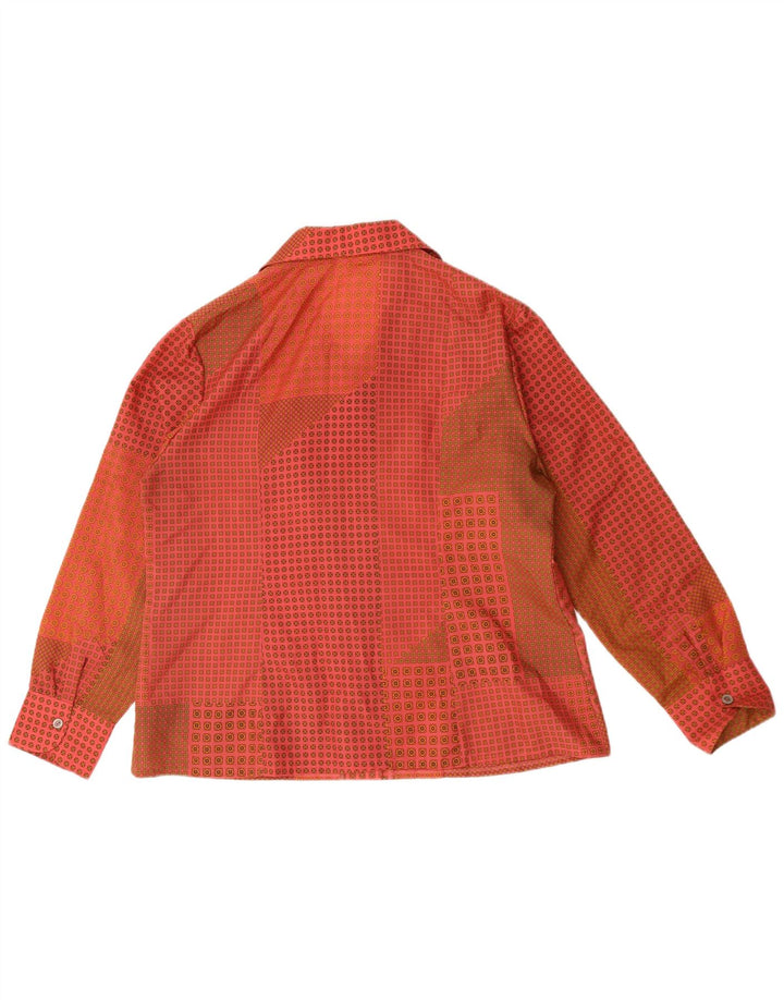 Blusa feminina vintage UK 16 grande poliéster geométrico vermelho