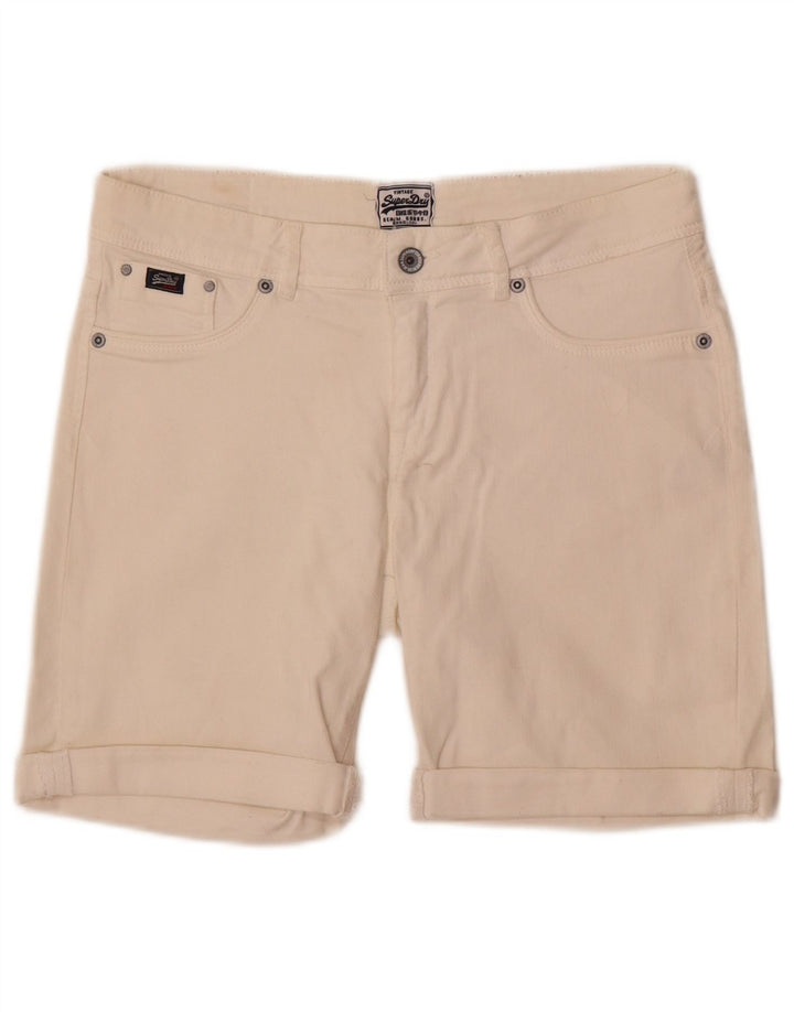 Shorts casuais femininos Superdry W30 algodão branco médio