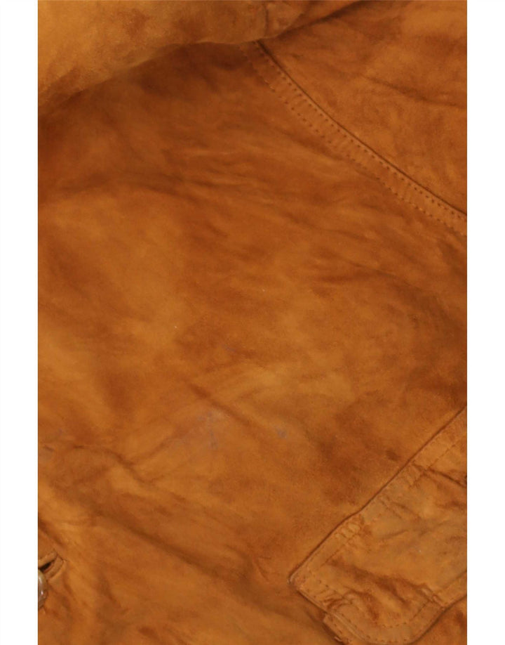 Jaqueta bomber de camurça masculina Evolution UK 44 2XL couro bege
