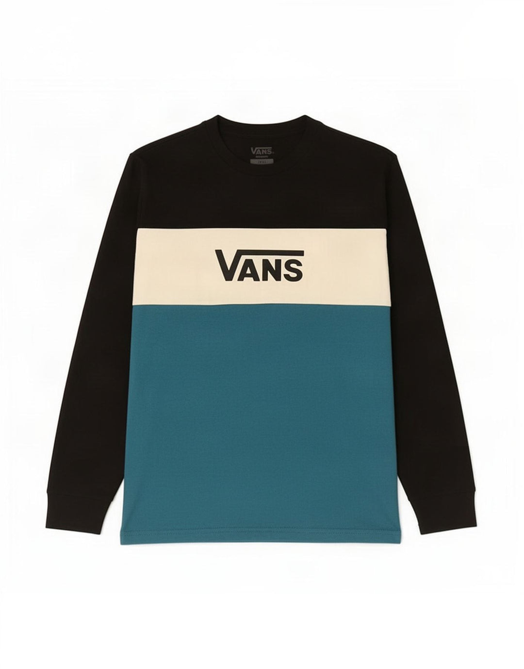 Vans Mens Graphic Top manga comprida pequeno preto colorblock algodão