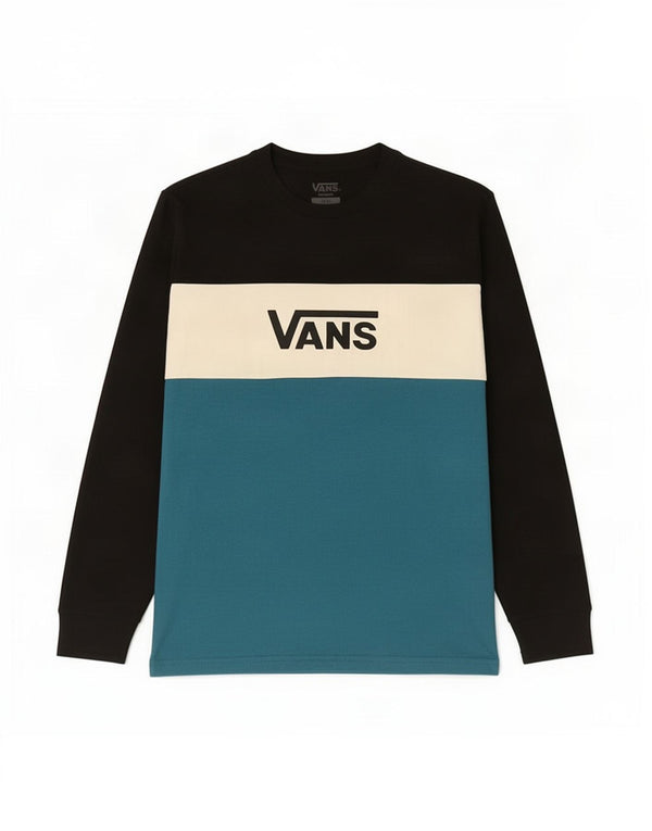 Vans Mens Graphic Top manga comprida pequeno preto colorblock algodão