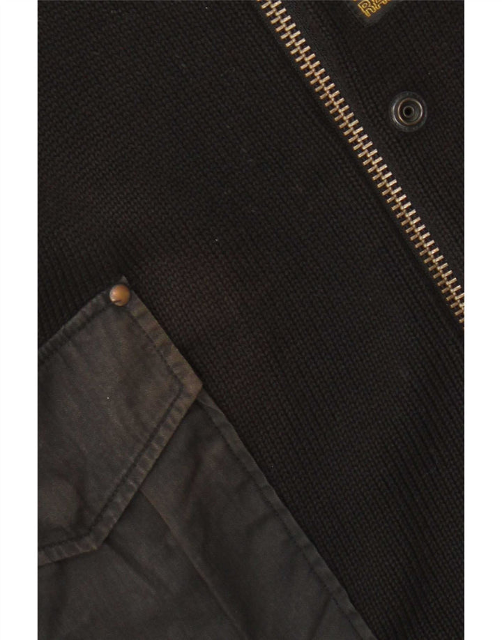 Suéter cardigã masculino com zíper completo G-Star algodão preto médio
