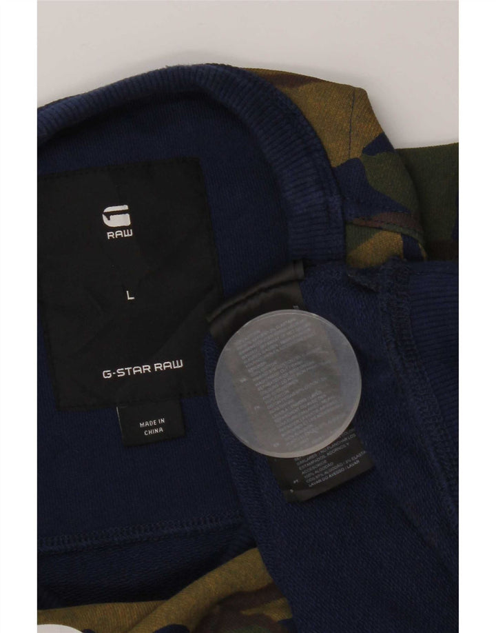 G-Star masculino gráfico regular ajuste moletom jumper grande camuflagem verde