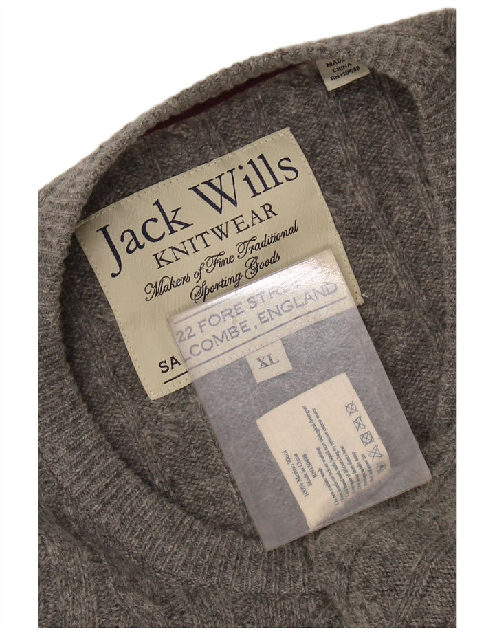 Suéter masculino JACK WILLS com gola redonda XL lã Merino cinza