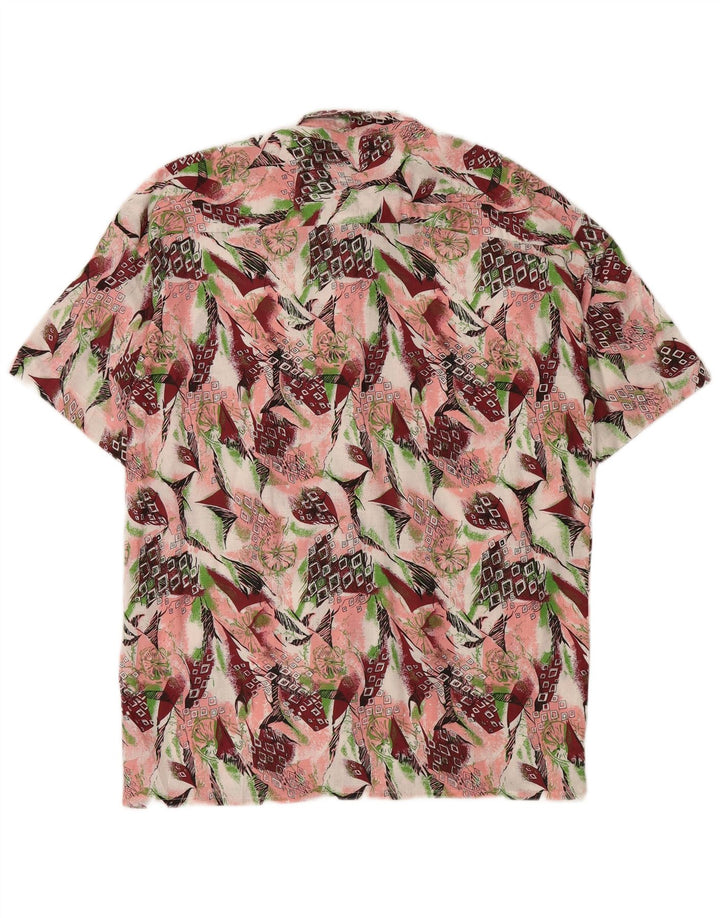 Camisa masculina vintage com padrão abstrato tamanho 39/40 médio multicolorido