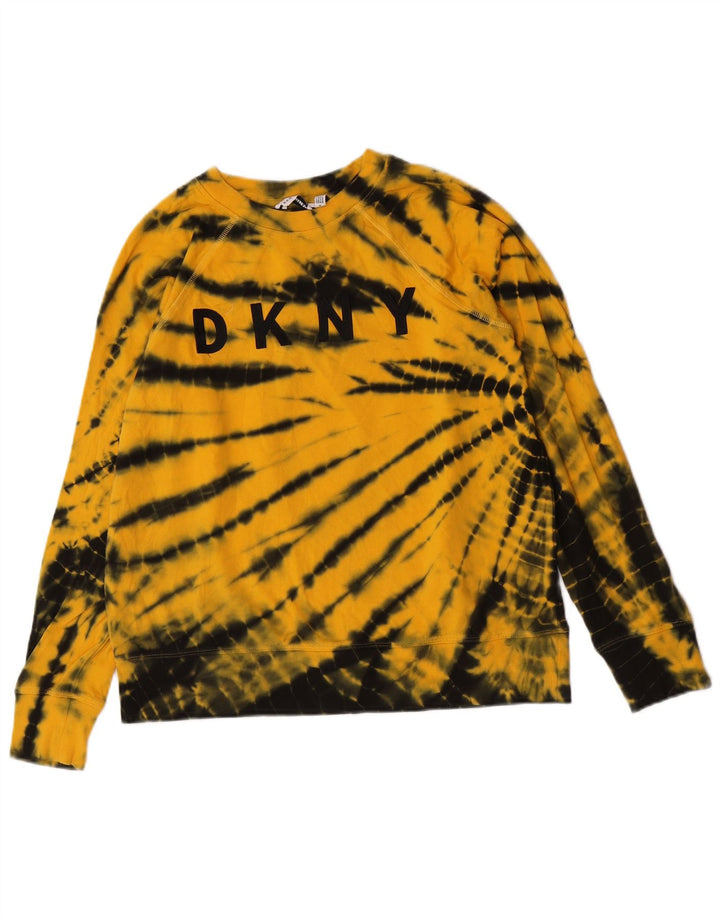 Suéter feminino Dkny com estampa gráfica grande, UK 10, pequeno, amarelo, tie-dye
